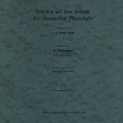 Cover-Bild zum Titel 'Arbeiten auf dem Gebiete der chemischen Physiologie' von 'Paul Hári, Franz Tangl'