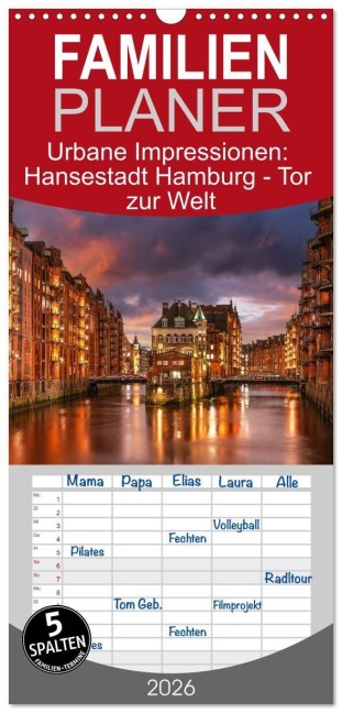 Familienplaner 2026 - Urbane Impressionen: Hansestadt Hamburg - Tor zur Welt mit 5 Spalten (Wandkalender, 21 x 45 cm) CALVENDO - Alexander Ludwig