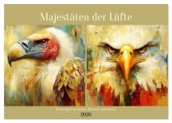 Cover-Bild zum Titel 'Majestäten der Lüfte. Raubvögel zwischen Himmel und Kunst (Wandkalender 2026 DIN A2 quer), CALVENDO Monatskalender' von 'Rose Hurley'