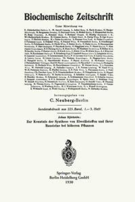 Zur Kenntnis der Synthese von Eiweißstoffen und ihrer Bausteine bei höheren Pflanzen - Johan Björkstén