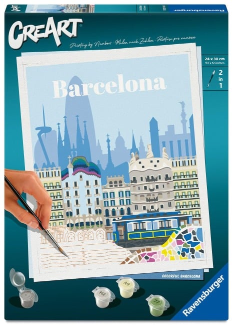 CreArt, Malen nach Zahlen Citys - Farbenfrohes Barcelona - 