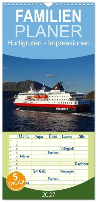 Familienplaner 2027 - Impressionen von Norwegen entlang der Hurtigruten mit 5 Spalten (Wandkalender, 21 x 45 cm) CALVENDO - Kattobello