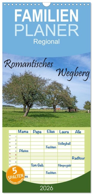 Familienplaner 2026 - Romantisches Wegberg mit 5 Spalten (Wandkalender, 21 x 45 cm) CALVENDO - Natalja Maibach