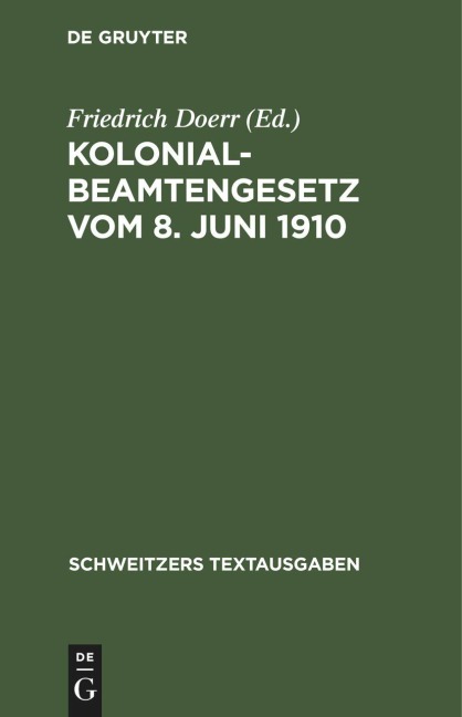 Kolonialbeamtengesetz vom 8. Juni 1910 - 