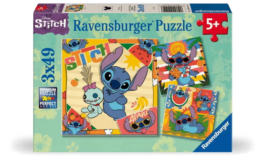 Kinderpuzzle 3x49 Teile - Disney Stitch - 