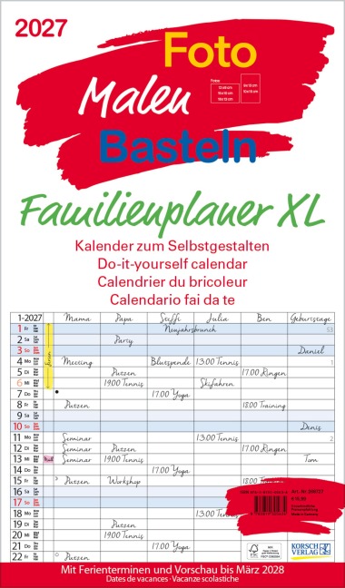 Foto-Malen-Basteln Familienplaner XL 2027 - 