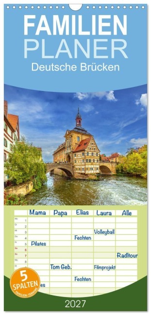Familienplaner 2027 - Deutsche Brücken mit 5 Spalten (Wandkalender, 21 x 45 cm) CALVENDO - Val Thoermer