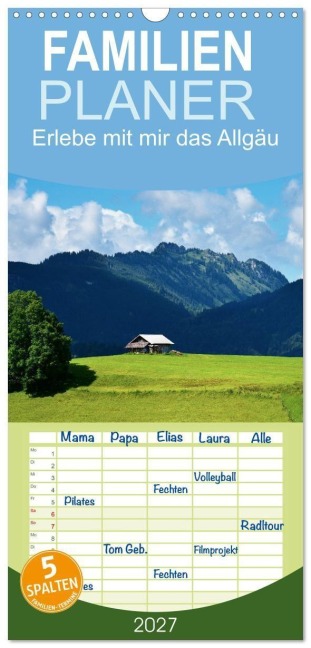 Familienplaner 2027 - Erlebe mit mir das Allgäu mit 5 Spalten (Wandkalender, 21 x 45 cm) CALVENDO - Nadine Büscher