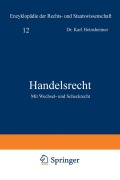 Cover-Bild zum Titel 'Handelsrecht' von 'Karl Heinsheimer, Karl Geiler'