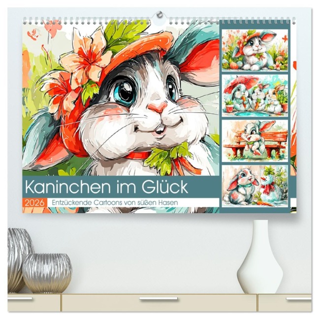 Kaninchen im Glück. Entzückende Cartoons von süßen Hasen (hochwertiger Premium Wandkalender 2026 DIN A2 quer), Kunstdruck in Hochglanz - Rose Hurley