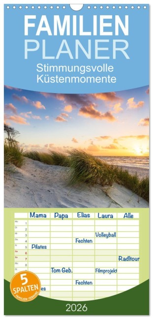 Familienplaner 2026 - Stimmungsvolle Küstenmomente mit 5 Spalten (Wandkalender, 21 x 45 cm) CALVENDO - Daniela Beyer (Moqui)