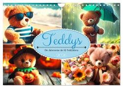 Teddys - Die Jahresreise der KI-Teddybären (Wandkalender 2026 DIN A4 quer), CALVENDO Monatskalender - Marco Warstat