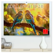 Cover-Bild zum Titel 'Wellensittiche farbenfroh und munter (hochwertiger Premium Wandkalender 2026 DIN A2 quer), Kunstdruck in Hochglanz' von 'Peter Roder'