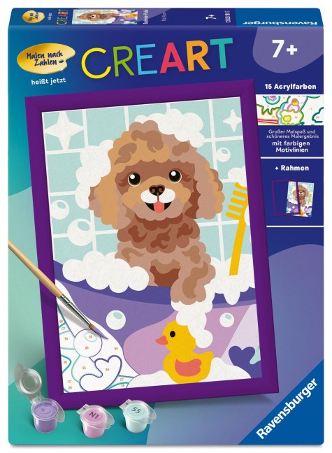 CreArt, Malen nach Zahlen Kinder - Badender Pudel - 