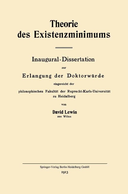 Theorie des Existenzminimums - David Lewin