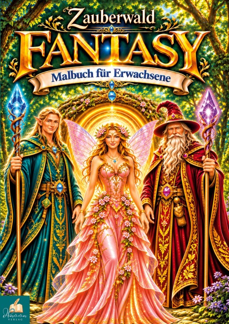 Zauberwald Fantasy Malbuch für Erwachsene und Jugendliche mit 100 magischen Ausmalmotiven - 