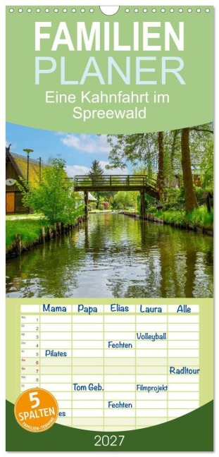 Familienplaner 2027 - Eine Kahnfahrt im Spreewald mit 5 Spalten (Wandkalender, 21 x 45 cm) CALVENDO - 