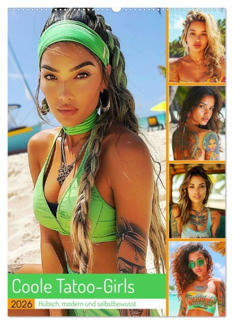Coole Tatoo-Girls. Hübsch, modern und selbstbewusst (Wandkalender 2026 DIN A2 hoch), CALVENDO Monatskalender - Rose Hurley