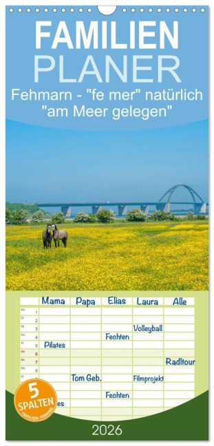 Familienplaner 2026 - Fehmarn - "fe mer" natürlich "am Meer gelegen" mit 5 Spalten (Wandkalender, 21 x 45 cm) CALVENDO - Jürgen Wackenhut