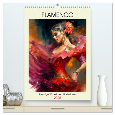 Flamenco. Anmutige Tänzerinnen. Illustrationen (hochwertiger Premium Wandkalender 2025 DIN A2 hoch), Kunstdruck in Hochglanz - Rose Hurley