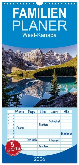 Familienplaner 2026 - West-Kanada mit 5 Spalten (Wandkalender, 21 x 45 cm) CALVENDO - Thomas Gerber