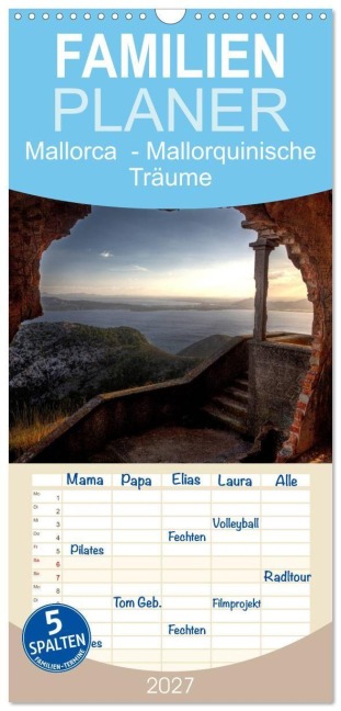 Familienplaner 2027 - Mallorca - Mallorquinische Träume mit 5 Spalten (Wandkalender, 21 x 45 cm) CALVENDO - Jürgen Seibertz