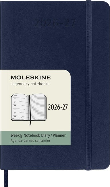 Moleskine 18 Monate Wochen Notizkalender 2026/2027, Pocket/A6, 1 Wo = 1 Seite, rechts linierte Seite, Weicher Einband, Saphir - 