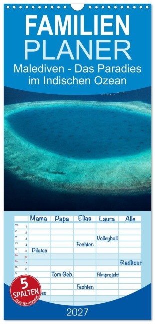 Familienplaner 2027 - Malediven - Das Paradies im Indischen Ozean III mit 5 Spalten (Wandkalender, 21 x 45 cm) CALVENDO - Clave Rodriguez Photography