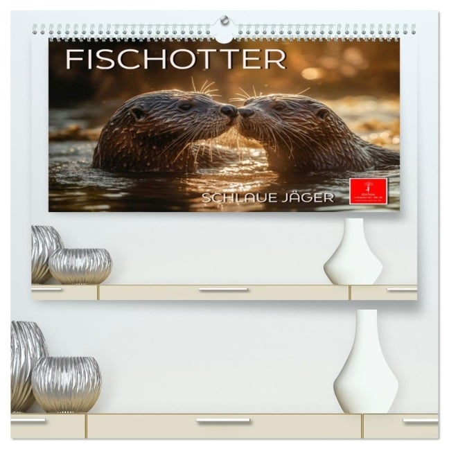 Fischotter - schlaue Jäger (hochwertiger Premium Wandkalender 2026 DIN A2 quer), Kunstdruck in Hochglanz - Peter Roder