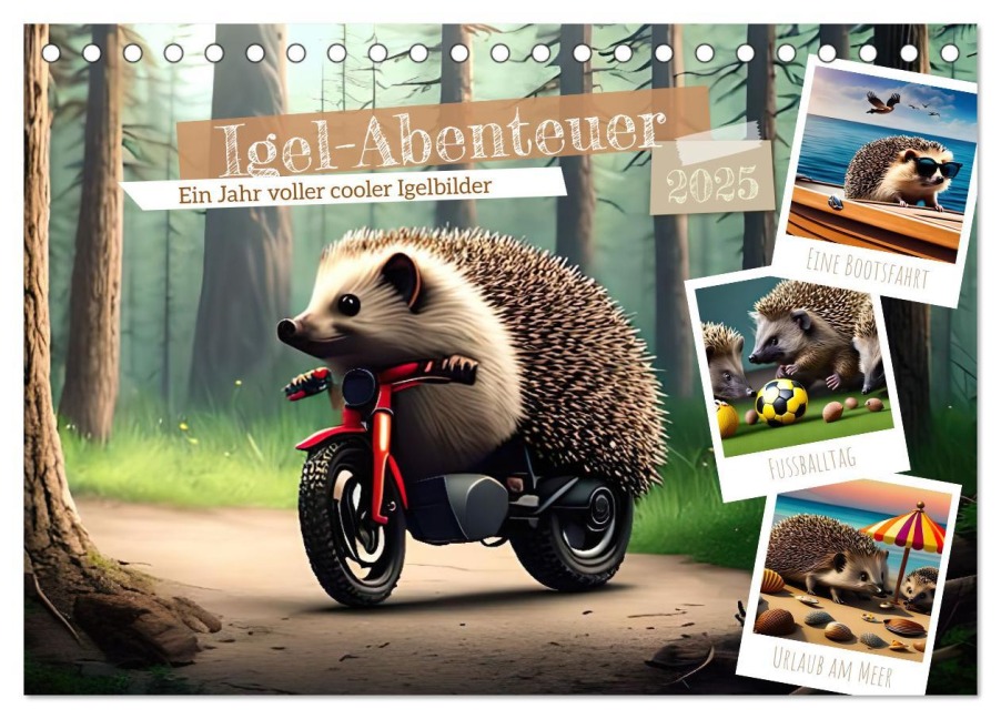 Igel-Abenteuer (Tischkalender 2025 DIN A5 quer), CALVENDO Monatskalender - Ursula Di Chito