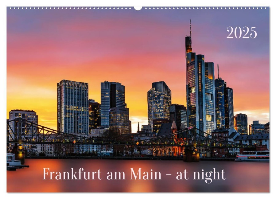 Frankfurt am Main - at night (Wandkalender 2025 DIN A2 quer), CALVENDO Monatskalender - Uwe Herzog
