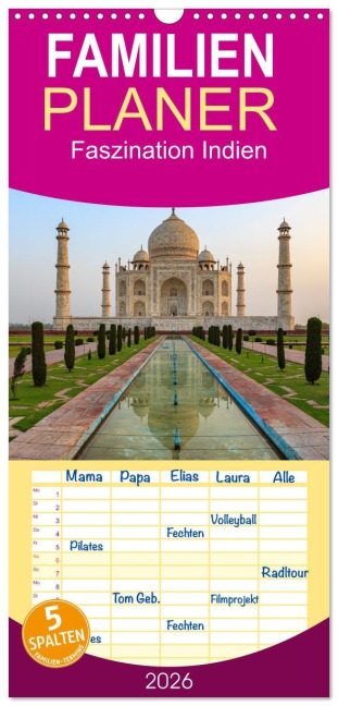 Familienplaner 2026 - Faszination Indien mit 5 Spalten (Wandkalender, 21 x 45 cm) CALVENDO - Roland Brack