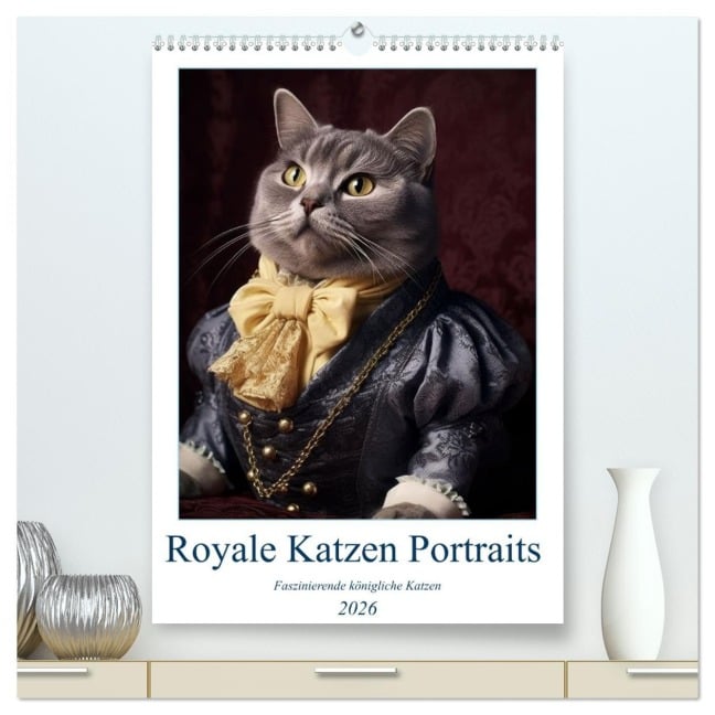 Royale Katzen Portraits (hochwertiger Premium Wandkalender 2026 DIN A2 hoch), Kunstdruck in Hochglanz - Bonheur Switzerland