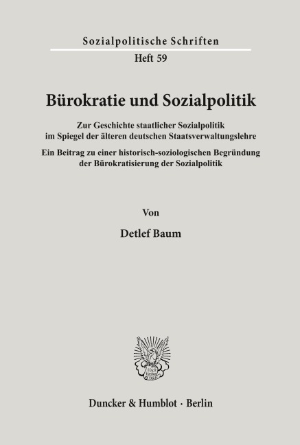 Bürokratie und Sozialpolitik. - Detlef Baum