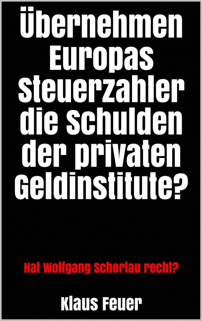 Übernehmen Europas Steuerzahler die Schulden der privaten Geldinstitute? - Klaus Feuer