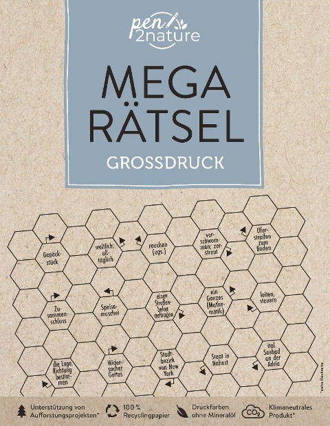 Mega-Rätsel Großdruck. Bunter Rätselmix in Großschrift - Pen2nature