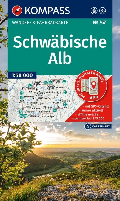 KOMPASS Wanderkarten-Set 767 Schwäbische Alb (4 Karten) 1:50.000 - 