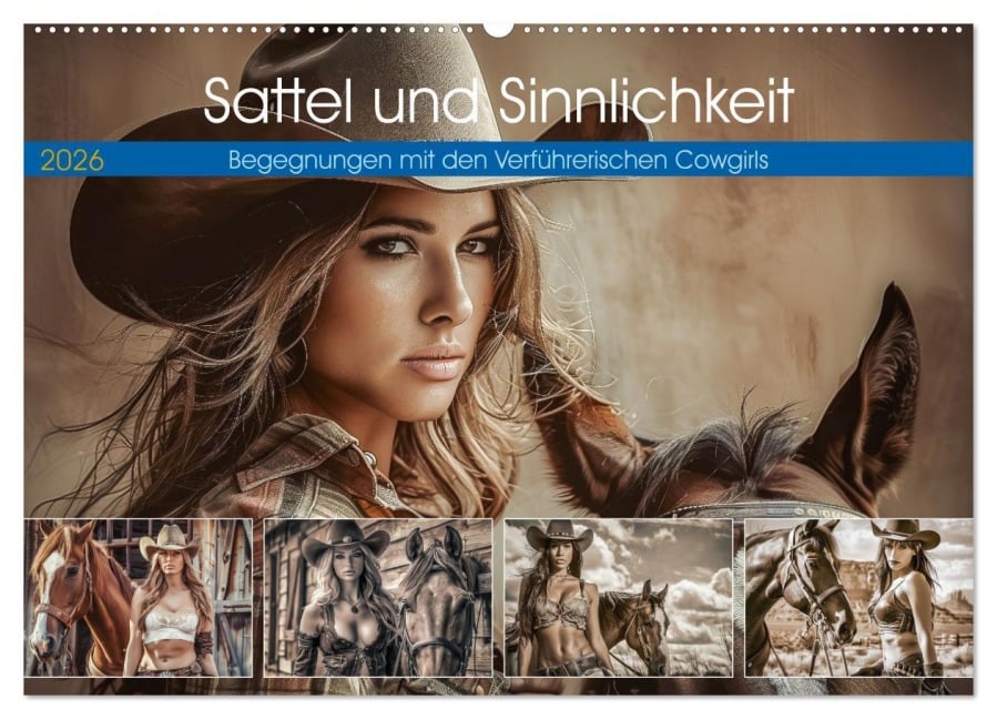 Sattel und Sinnlichkeit - Begegnungen mit den Verführerischen Cowgirls (Wandkalender 2026 DIN A2 quer), CALVENDO Monatskalender - Steffen Gierok-Latniak