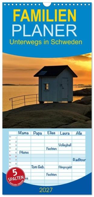 Familienplaner 2027 - Unterwegs in Schweden mit 5 Spalten (Wandkalender, 21 x 45 cm) CALVENDO - Manuela Falke