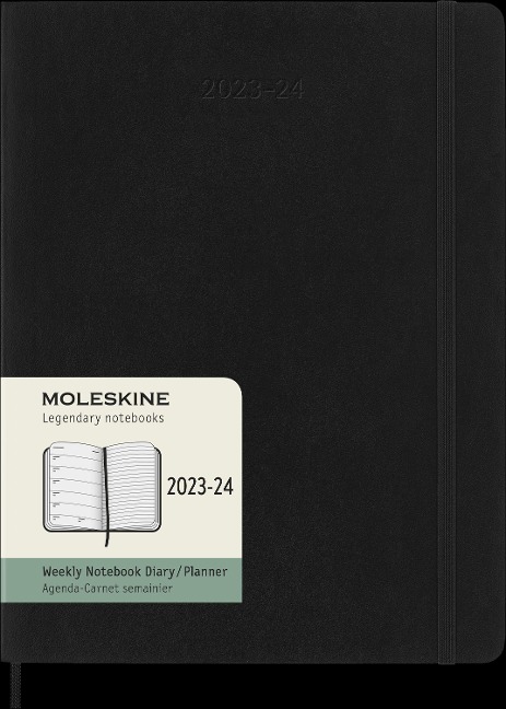 Moleskine 18 Monate Wochen Notizkalender 2023/2024, Xl, 1 Wo = 1 Seite, Rechts Linierte Seite, Soft Cover, Schwarz - 