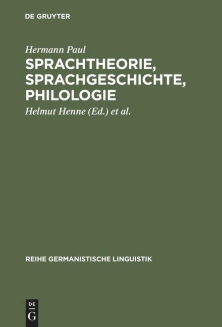 Sprachtheorie, Sprachgeschichte, Philologie - Hermann Paul