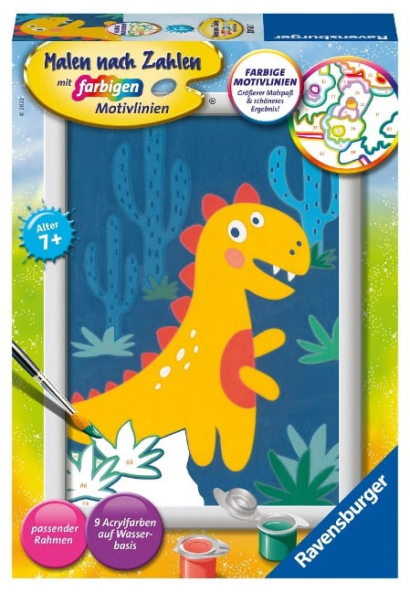 Ravensburger Malen nach Zahlen 20158 - Frecher Dinosaurier - Kinder ab 7 Jahren - 