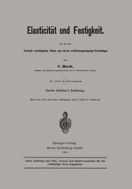 Elasticität und Festigkeit - Carl Von Bach