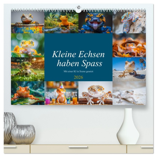 Kleine Echsen haben Spass (hochwertiger Premium Wandkalender 2026 DIN A2 quer), Kunstdruck in Hochglanz - Steffen Gierok-Latniak