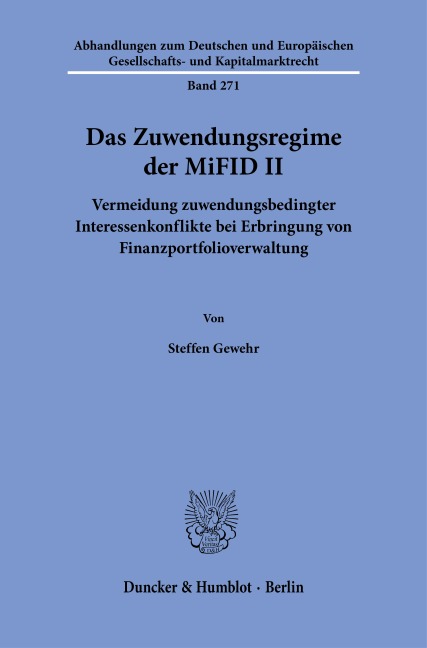Das Zuwendungsregime der MiFID II - Steffen Gewehr