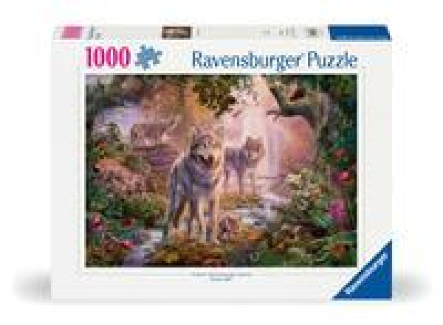 Erwachsenenpuzzle 1000 Teile - Wolfsfamilie im Sommer - 