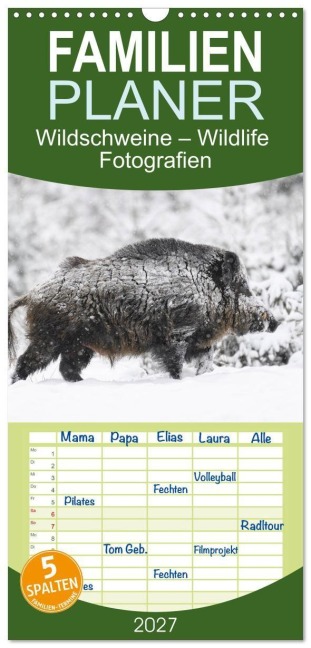 Familienplaner 2027 - Wildschweine - Wildlife Fotografien mit 5 Spalten (Wandkalender, 21 x 45 cm) CALVENDO - Michael Breuer