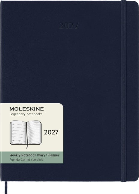 Moleskine 12 Monate Wochen Notizkalender 2027, XL, 1 Wo = 1 Seite, rechts linierte Seite, Fester Einband, Saphir - 
