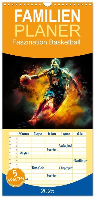 Familienplaner 2025 - Faszination Basketball mit 5 Spalten (Wandkalender, 21 x 45 cm) CALVENDO - Dirk Meutzner