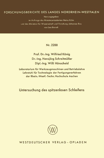 Untersuchung des spitzenlosen Schleifens - Wilfried König